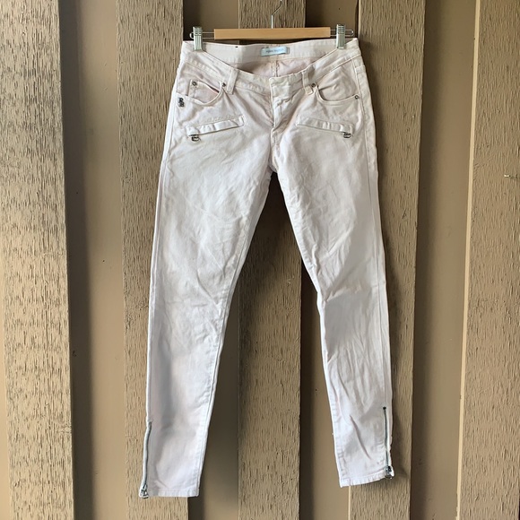 Balmain Pale Pastel Pink Skinny Biker Cotton Jeans - Picture 2 of 15